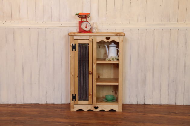 カントリー 布扉付き キッチンラック S キャビネット オーダーメイド カントリー家具 完成品 選べるカラー キッチン収納 収納 収納棚 北欧 無垢 木製 パイン材 おしゃれ 布扉 アンティーク 西海 - 8
