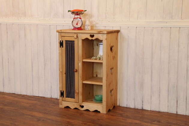 カントリー 布扉付き キッチンラック S キャビネット オーダーメイド カントリー家具 完成品 選べるカラー キッチン収納 収納 収納棚 北欧 無垢 木製 パイン材 おしゃれ 布扉 アンティーク 西海 - 10