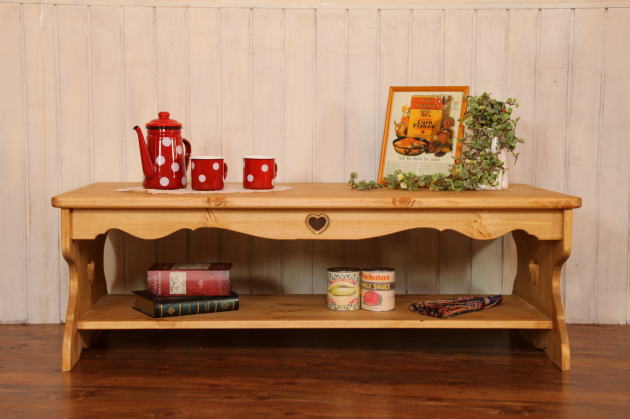 カントリー家具　オーダー家具　手作り家具　ちゃぶ台　コーヒーテーブル　ハートローテーブル パイン材 木製 デスク リビング 食卓 ローテーブル 北欧 カントリー オーダー 日本製 - 12