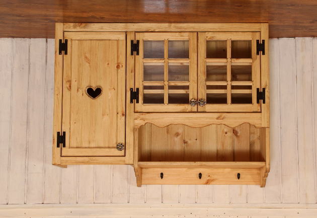 吊戸棚 カントリー キッチン 吊り戸棚 ３ MW オーダー家具 完成品 選べるカラー オーダーメイド 収納棚  北欧 無垢 木製 パイン材 キチン収納 食器棚 おしゃれ 洗面所 壁掛け アンティーク  - 7