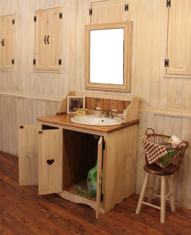 カントリー家具　オーダー家具　手作り家具　洗面台　ドレッサー　NC・ＣＯＵＮＴＲＹ・ＭＩＲＲＯＲ・ワイドウォッシュキャビネット（洗面台） rfm wct - 7