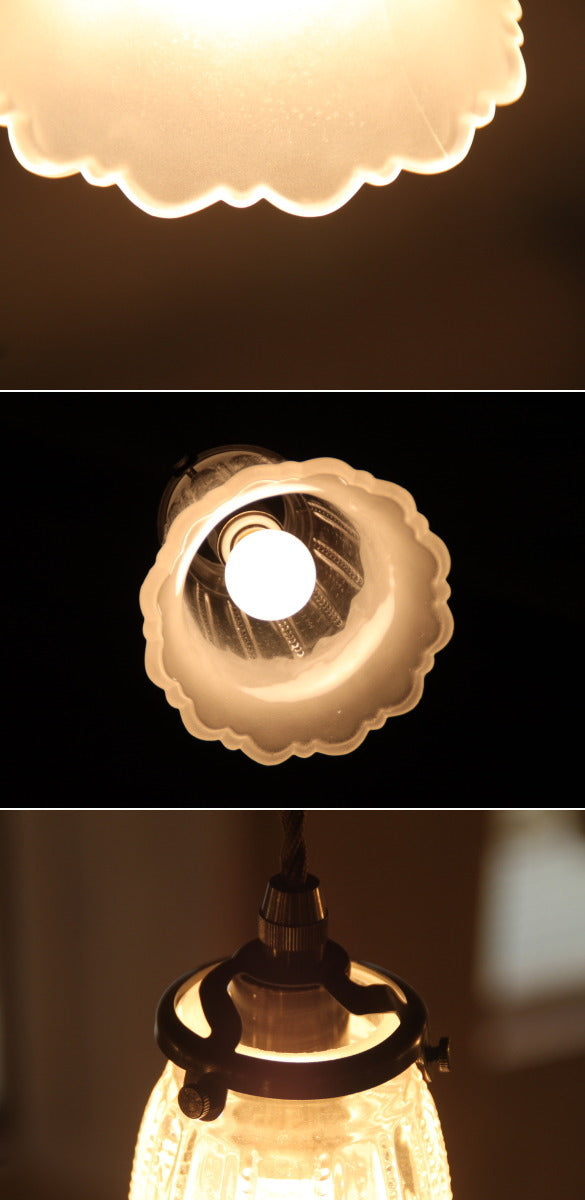 【LED電球対応】ペンダントランプ ガラスシェード クリアガラス フロストガラス 灯具カラー ２タイプ コードサイズ変更可！ キッチン ダイニング 寝室 玄関 トイレ - 2