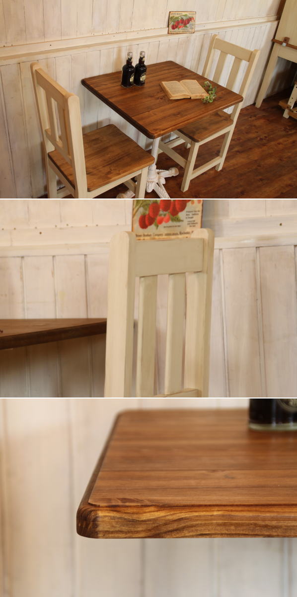 ダイニングセット アイアン CAFE テーブル チェアー S セット カントリー オーダー家具 サイズオーダー 木製 無垢 北欧 パイン ダイニングテーブル テーブル イス チェア 食卓 おしゃれ ア - 3
