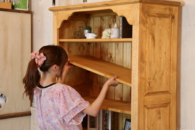 本棚 ブックシェルフ カントリー家具 薄型 完成品 大容量 北欧 無垢 パイン材 おしゃれ カントリー調 スリム オーダーメイド オーダー カントリー 木製 白 ホワイト 収納 ラック アンティーク  - 5