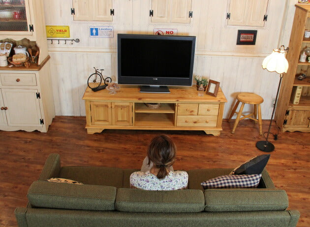 テレビ台 幅170 サイズオーダー 手作り 木 木製 北欧 無垢 パイン材 ナチュラル ホワイト 白 おしゃれ 収納 チェスト カントリー家具 日本製 家具 サイズ変更可能 ローボード ハイボード T - 13