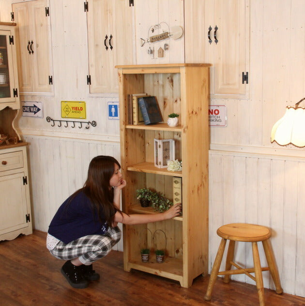 本棚 カントリー家具 薄型 完成品 大容量 北欧 無垢 パイン材 おしゃれ カントリー調 スリム  オーダーメイド オーダー カントリー 家具 木 木製 ナチュラル 白 ホワイト 収納 ラック アンテ - 9