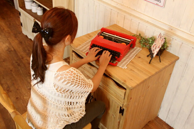 パソコンデスク カントリー家具 完成品 無垢 北欧 パイン材 北欧パイン オーダーメイド おしゃれ カントリー調 カントリー 家具 アンティーク 木 木製 白 ホワイト 収納 ラック スライドレール  - 7