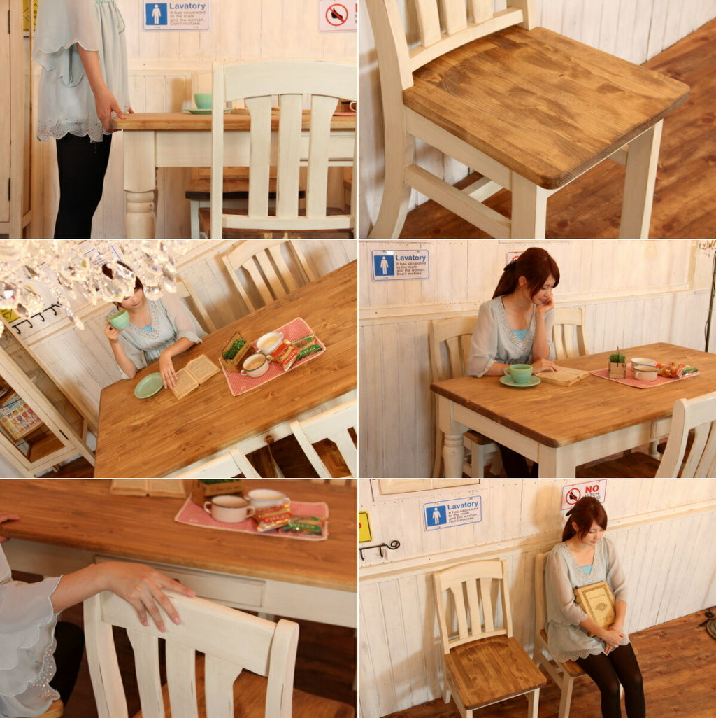 イス カントリー チェアー 日本製 完成品 1人掛け 1人用 コンパクト ダイニング チェア 椅子 オーダー家具 オーダーメイド 手作り パイン材 北欧 無垢 木製 おしゃれ いす 白 アンティーク  - 3