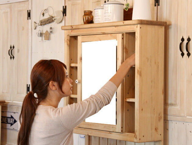 洗面台 幅75 奥行50 日本製 収納 カントリー 家具 手作り 木 木製 北欧 無垢 パイン材 ナチュラル 白 ウォッシュスタンド 混合水栓 おしゃれ シャワー ドレッサー タイル キャビネット オ - 5