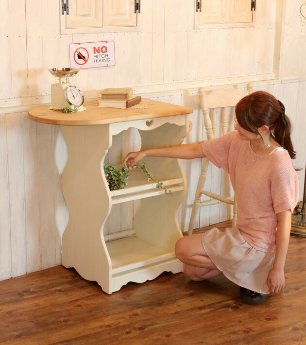 カントリー ワゴン ナチュラル NC キャスター付き オーダー家具 選べるカラー 無垢 木製 北欧 パイン 2段 収納 ラック カウンターテーブル キッチンワゴン カントリー調 おしゃれ キッチン 台 - 10