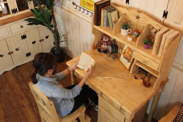 学習机 カントリー デスク セット スター 机 勉強机 学習デスク 子ども机 子供用 テーブル 椅子 木製 無垢 北欧 パイン材 オーダー家具 サイズオーダー 大人 子供 おしゃれ かわいい アンティ - 5
