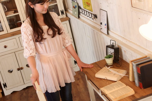 カントリー家具　ダイニングテーブル　アンティーク風　ナチュラル風　学習机　学習デスク　ＮＣ・ワーキングデスク・カントリーチェアSセット - 12