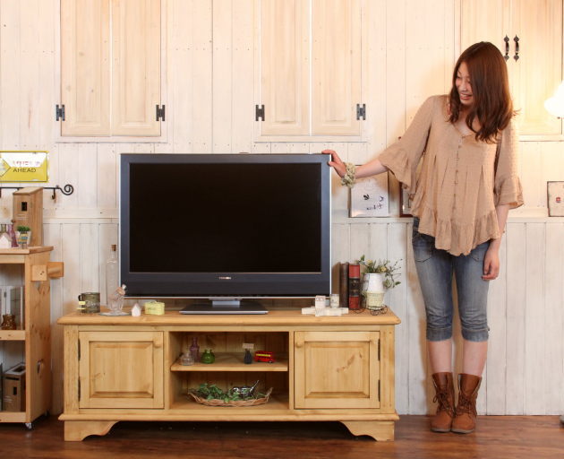 テレビ台 幅140 サイズオーダー 手作り 木 木製 北欧 無垢 テレビボード パイン材 ホワイト 白 おしゃれ 収納 アンティーク オーダー カントリー家具 日本製 家具 サイズ変更可能 ローボード - 5