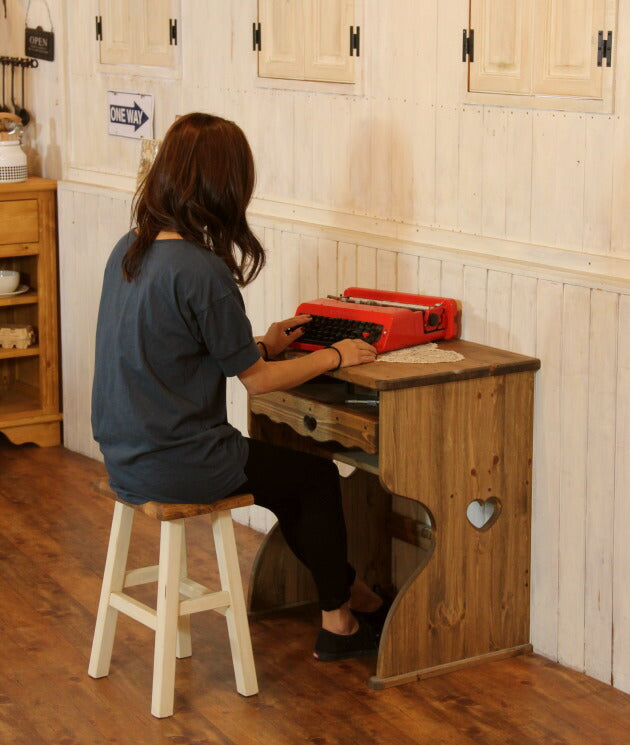 パソコンデスク カントリー家具 完成品 無垢 北欧 パイン材   オーダーメイド オーダー おしゃれ カントリー調 カントリー 家具 アンティーク 木 木製 白 ホワイト 収納 ラック スライドレール - 4