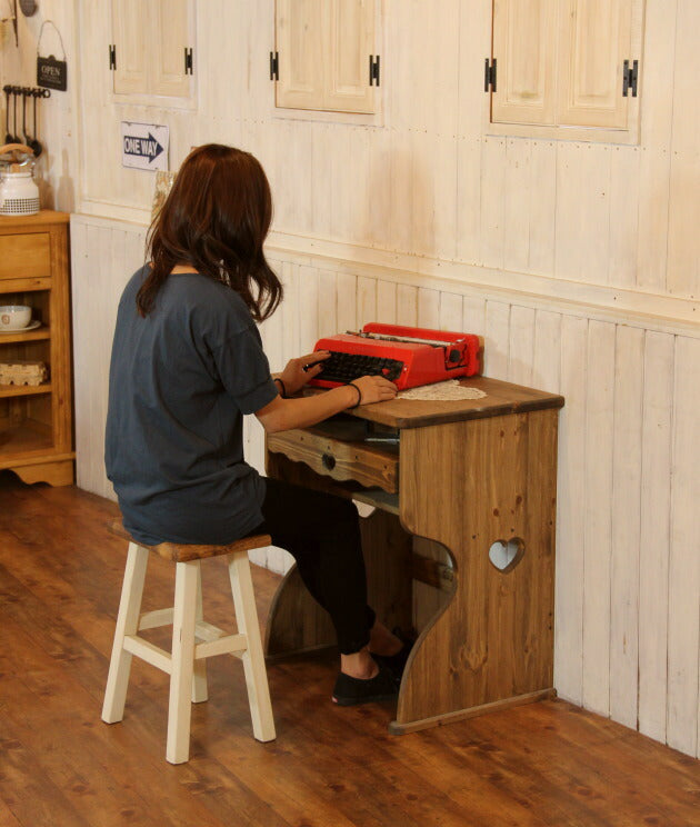 パソコンデスク カントリー家具 完成品 無垢 北欧 パイン材   オーダーメイド オーダー おしゃれ カントリー調 カントリー 家具 アンティーク 木 木製 白 ホワイト 収納 ラック スライドレール - 11