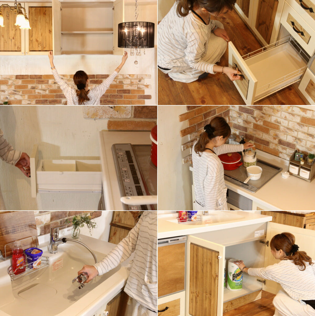 カントリーキッチン　カントリー家具　ナチュラル家具　手作り　オーダー家具　Ｉ型　ＣＯＵＮＴＲＹ・ＫＩＴＣＨＥＮ37　フルセット食洗機付き　W2550 rfm ktn - 2
