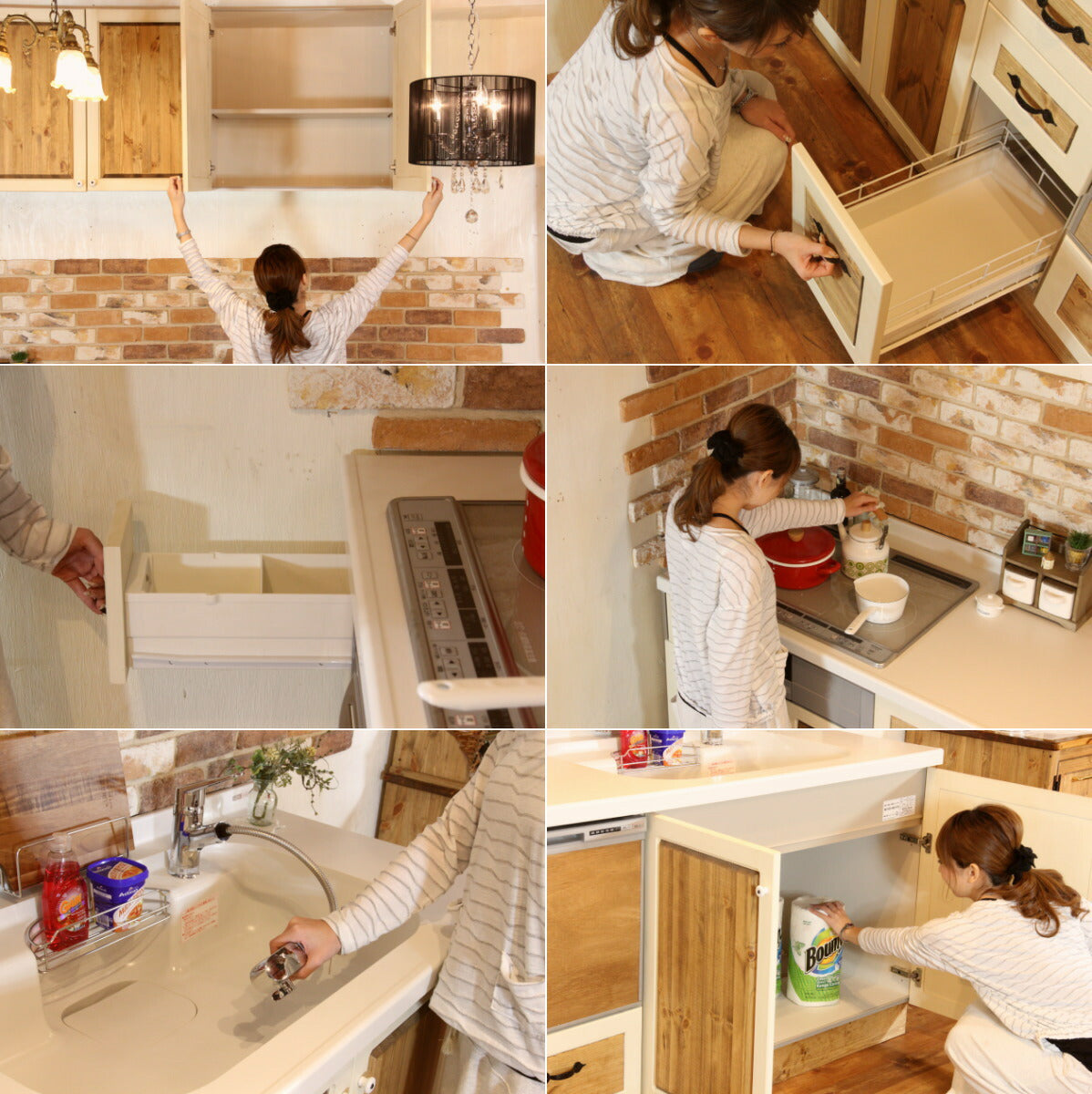 カントリーキッチン　カントリー家具　ナチュラル家具　手作り　オーダー家具　Ｉ型　ＣＯＵＮＴＲＹ・ＫＩＴＣＨＥＮ37　フルセット食洗機付き　W2550 rfm ktn - 2