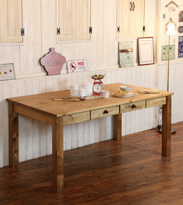 カントリー家具　ナチュラル家具　ダイニングテーブル　ＣＯＵＮＴＲＹ・ダイニングテーブル４本脚タイプ ダイニングテーブル サイズオーダー  手作り 木製 北欧 無垢 パイン材 白 ナチュラル カントリー - 7