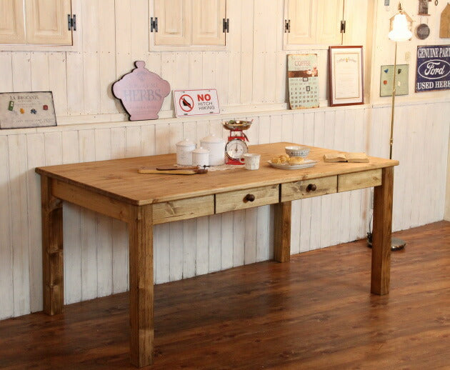 カントリー家具　ナチュラル家具　ダイニングテーブル　ＣＯＵＮＴＲＹ・ダイニングテーブル４本脚タイプ ダイニングテーブル サイズオーダー  手作り 木製 北欧 無垢 パイン材 白 ナチュラル カントリー - 11