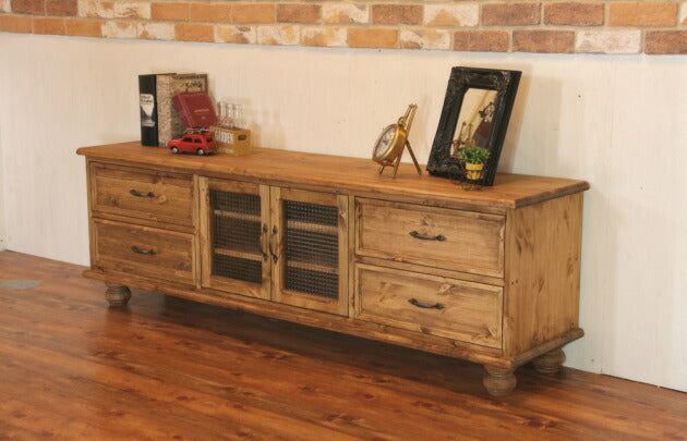 テレビ台 幅170 サイズオーダー 手作り 木 木製 北欧 無垢 パイン材 ナチュラル ホワイト 白 収納 アンティーク カントリー家具 日本製 カントリー 家具 ローボード ハイボード TVラック  - 4
