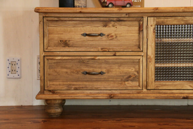 テレビ台 幅170 サイズオーダー 手作り 木 木製 北欧 無垢 パイン材 ナチュラル ホワイト 白 収納 アンティーク カントリー家具 日本製 カントリー 家具 ローボード ハイボード TVラック  - 10