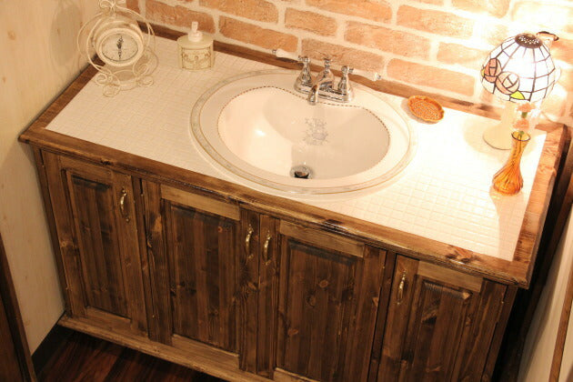 洗面台 クラシック ウォッシュスタンド ミラー付き W1200 ウォッシュキャビネット 日本製 鏡 洗面化粧台 化粧台 ドレッサー オーダー家具 サイズ変更可能 北欧 南欧 無垢 木製 水栓 混合水栓 - 5