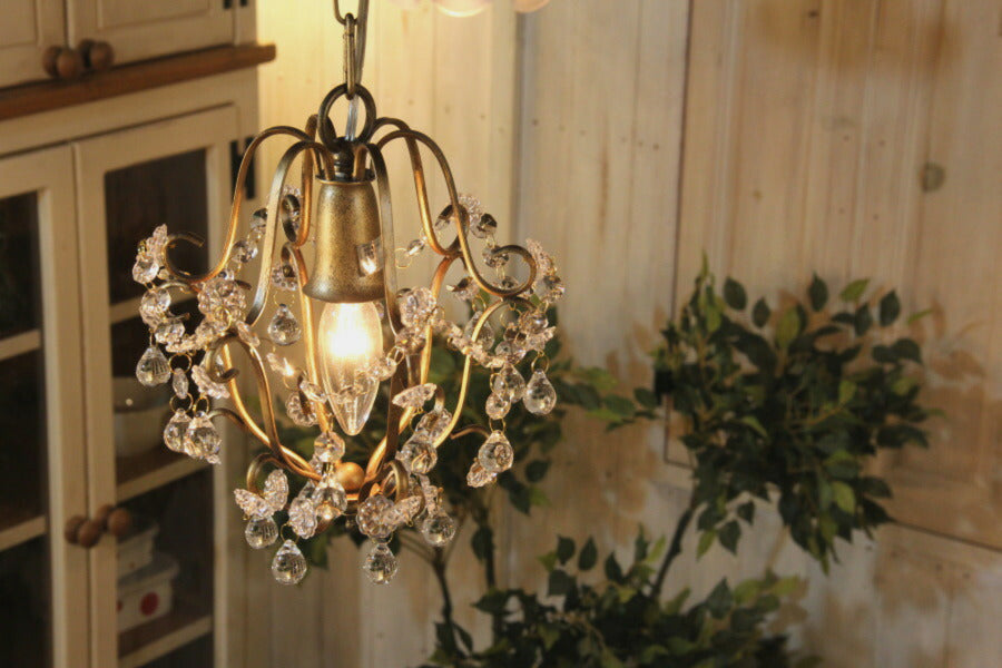 Saphir 1灯 シャンデリア (サフィール・1灯シャンデリア) LED対応 アンティーク 1灯 シャンデリア ペンダントライト 引っ掛けシーリング対応 簡単取付 天井照明 おしゃれ リビング 書斎 - 6