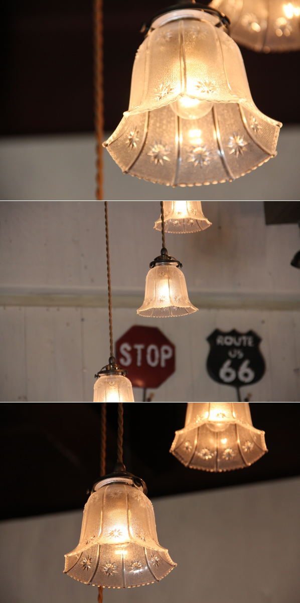 Chambre・3灯ペンダントランプ(シャンブル・3灯ペンダントランプ）rmp pdt ペンダントライト 照明 LED電球 おしゃれ リビング用 北欧 和室 ダイニング用 食卓用 アンティーク LED - 3