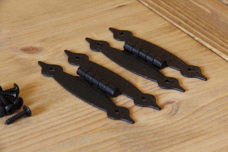 【 アンティーク兆番　2枚セット 】  蝶番 丁番 ヒンジ 扉 金具 DIY 木材 材料 大工 家具 ドア 金物 ウエスタン 艶消し ツヤ消し つや消し マット - 2