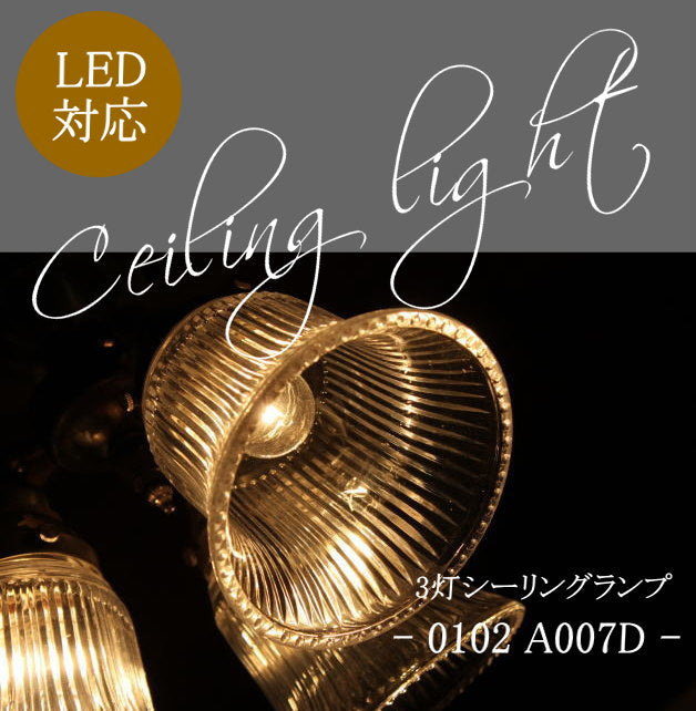 【LED対応】カントリー風　フレンチ風　イタリアン風　天井照明　吹き抜け照明　0102 A007D （３灯シーリングランプ） rmp clg