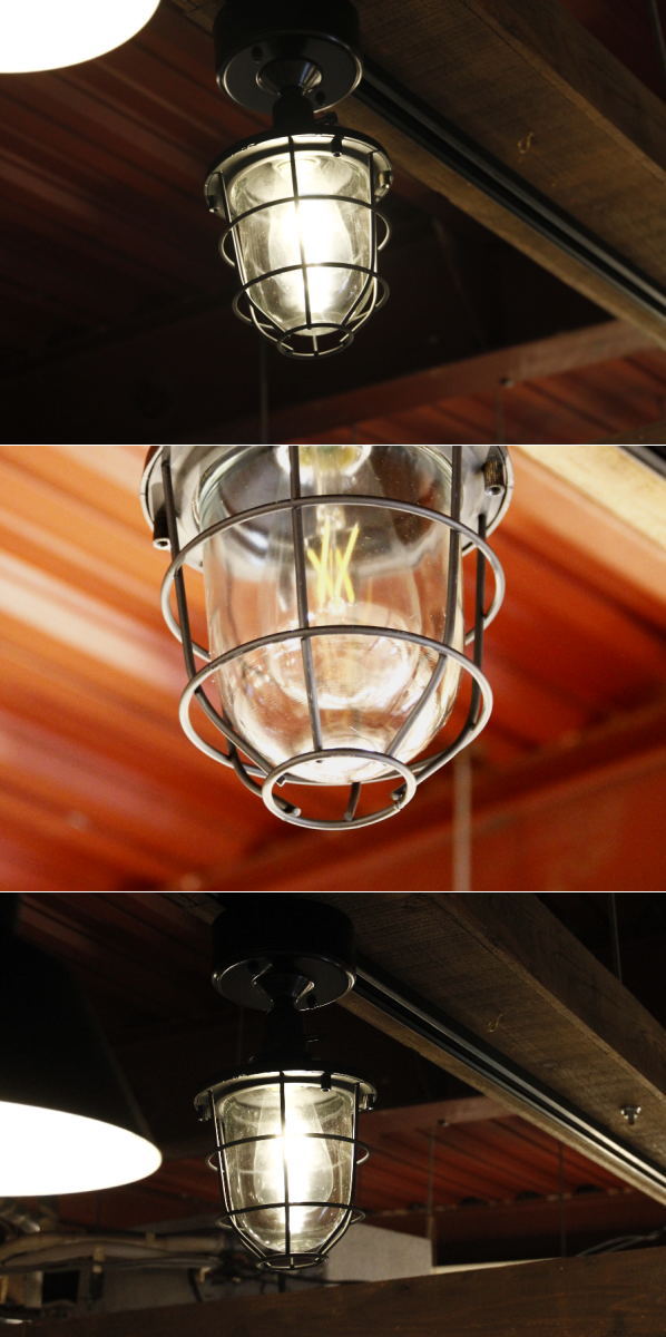 【エジソン型 LED付き】西海岸風 レトロマリンランプ - ship シップ -　照明　照明器具　船舶照明　引っ掛けシーリング　リビング　寝室　玄関　廊下　店舗　インテリア　マリン　アンティーク　ヴィ - 3