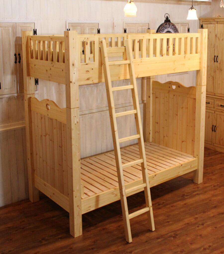 カントリー 2段 ベッド 二段 はしご 階段 子供用 子供部屋 ベッドフレーム 寝具 木製 無垢 北欧 パイン材 北欧パイン オーダーメイド サイズオーダー おしゃれ かわいい 子供 アンティーク 西 - 4
