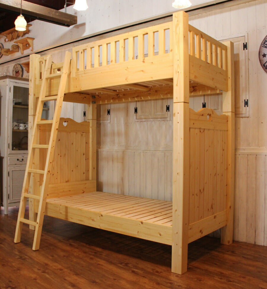 カントリー 2段 ベッド 二段 はしご 階段 子供用 子供部屋 ベッドフレーム 寝具 木製 無垢 北欧 パイン材 北欧パイン オーダーメイド サイズオーダー おしゃれ かわいい 子供 アンティーク 西 - 7