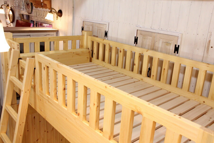 カントリー 2段 ベッド 二段 はしご 階段 子供用 子供部屋 ベッドフレーム 寝具 木製 無垢 北欧 パイン材 北欧パイン オーダーメイド サイズオーダー おしゃれ かわいい 子供 アンティーク 西 - 9
