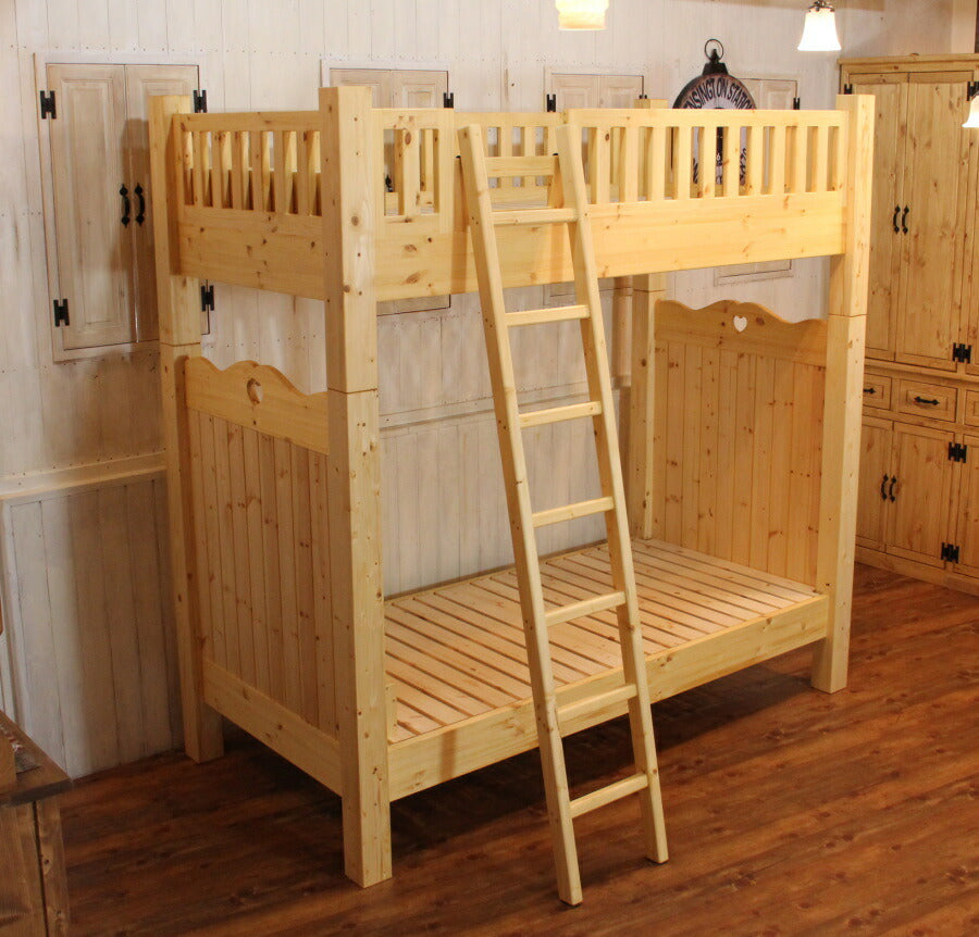 カントリー 2段 ベッド 二段 はしご 階段 子供用 子供部屋 ベッドフレーム 寝具 木製 無垢 北欧 パイン材 北欧パイン オーダーメイド サイズオーダー おしゃれ かわいい 子供 アンティーク 西 - 11