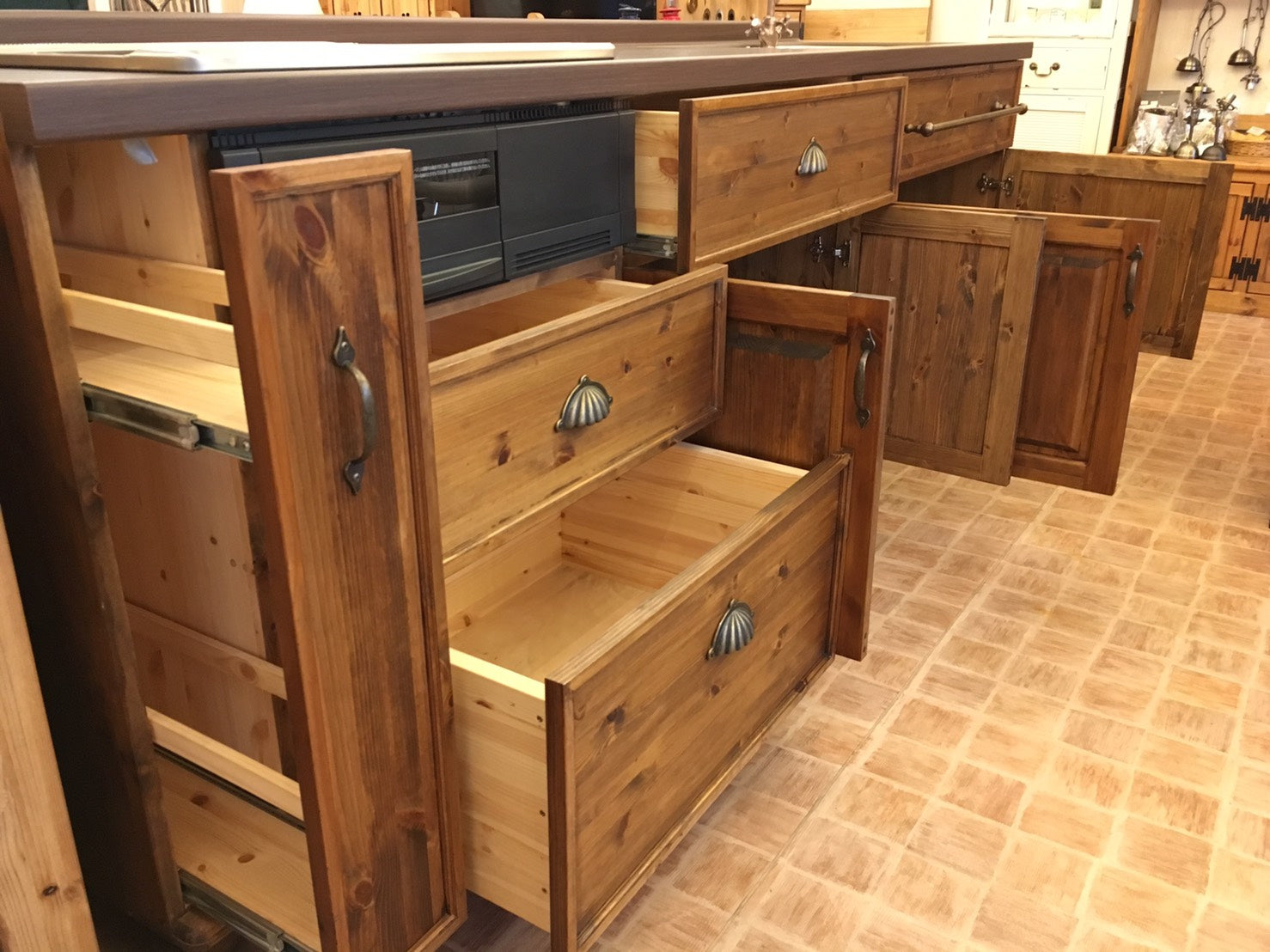 【現品限り】　キッチン　ナチュラル　クラシック お洒落 エレガンス 　　手作り　カントリー　ＣＯＵＮＴＲＹ・ＫＩＴＣＨＥＮ47　W2550 アウトレット　※本体部分のみ - 4