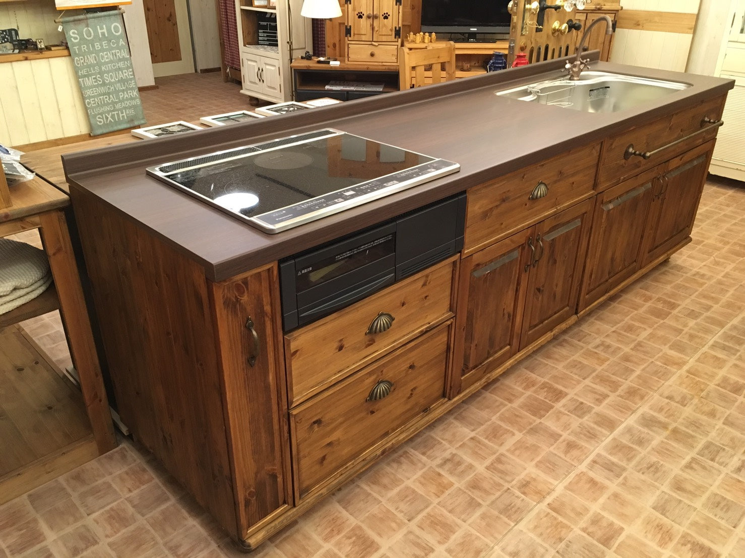 【現品限り】　キッチン　ナチュラル　クラシック お洒落 エレガンス 　　手作り　カントリー　ＣＯＵＮＴＲＹ・ＫＩＴＣＨＥＮ47　W2550 アウトレット　※本体部分のみ