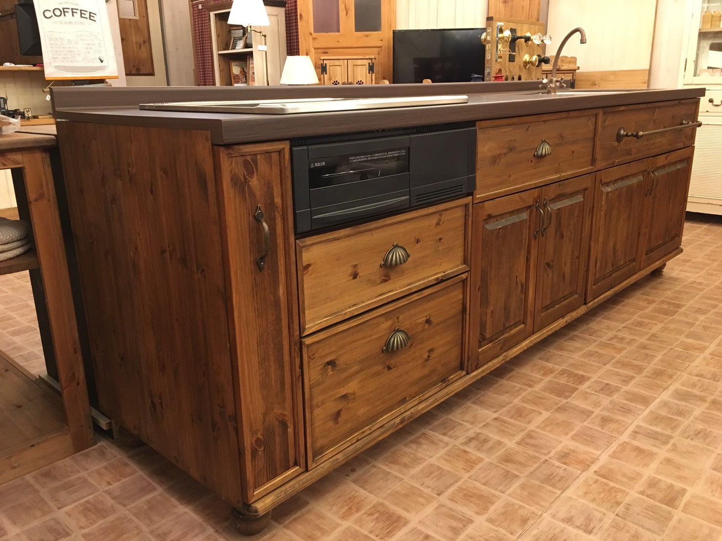 【現品限り】　キッチン　ナチュラル　クラシック お洒落 エレガンス 　　手作り　カントリー　ＣＯＵＮＴＲＹ・ＫＩＴＣＨＥＮ47　W2550 アウトレット　※本体部分のみ - 3