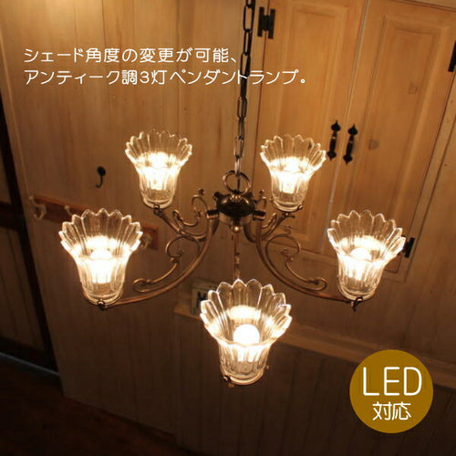 561 BA05PC　５灯ペンダントランプ ペンダントライト 照明 LED電球 おしゃれ リビング用 北欧 和室 ダイニング用 食卓用 アンティーク LED 玄関 アジアン ダイニング用 食卓用