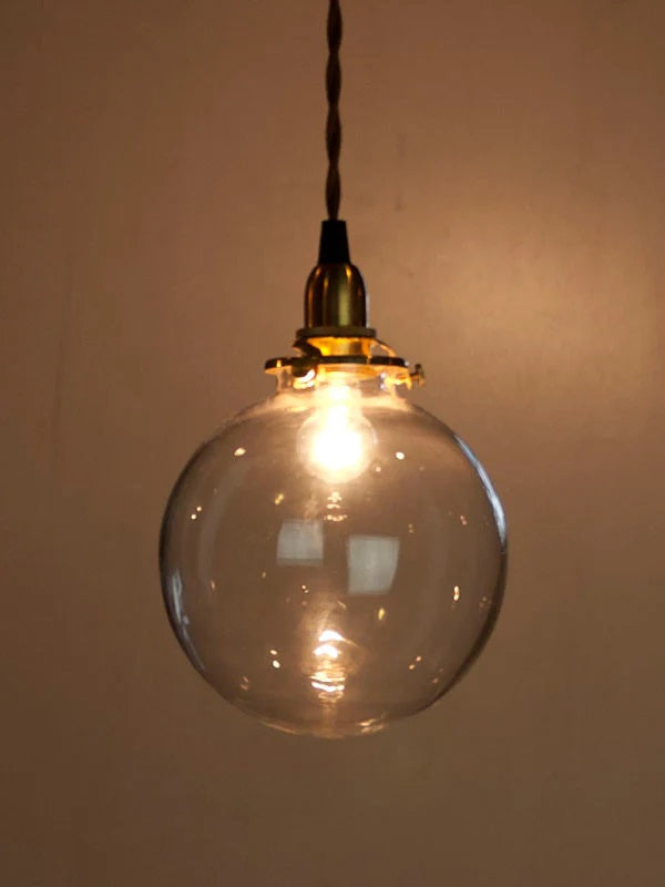 【シャンデリア球型LED電球付き】1灯 ガラスシェードペンダントランプ  ラウンド　クリア　真鍮　シェード 引っ掛けシーリング対応 取り付け簡単 天井照明 新築 リフォーム リノベーション 照明器具 - 5