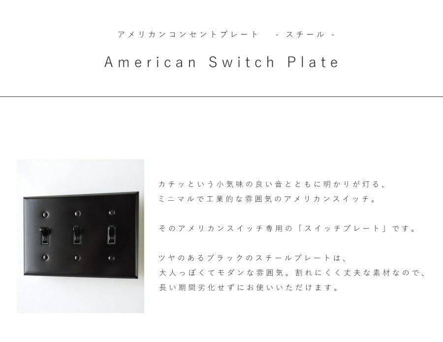 【 スチール スイッチプレート ブラック 】 アメリカンスイッチ スイッチ 照明 照明器具 ペンダントランプ  北欧 レトロ ナチュラル 雑貨 アメリカンスイッチ DIY   蛍スイッチ 1口 2口  - 2