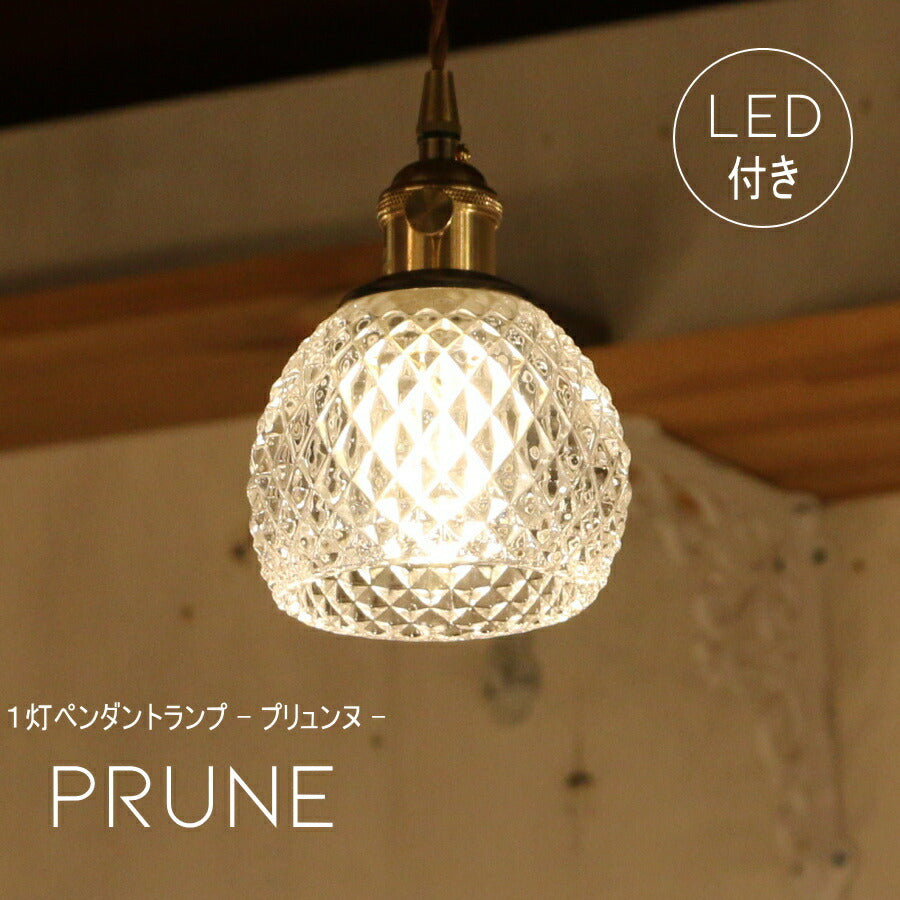 【ミニレトロ型 LED付き】ペンダントランプ ライト prune - プリュンヌ -  天井照明 引掛けシーリング リビング ダイニング 廊下 玄関 店舗 インテリア インダストリアル ヴィンテージ アンティーク オールドニューヨーク
