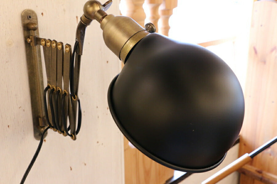 【ミニレトロ型 LED付き】シザーブラケット Lever - ルヴェ - ブラック シザーブラケット ライト インダストリアル アンティーク風 LED付き LED電球 おしゃれ 電気 間接照明 ベッド - 4
