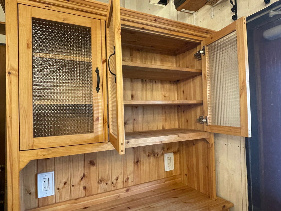 アウトレット クラシック カップボード W1200  北欧 無垢 木製 収納 キッチンボード 台所 食器棚 レンジ台 キッチン収納 収納棚 棚 扉付き収納 おしゃれ 家具 アメリカン ナチュラル カン - 4