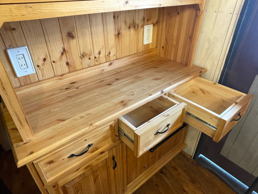 アウトレット クラシック カップボード W1200  北欧 無垢 木製 収納 キッチンボード 台所 食器棚 レンジ台 キッチン収納 収納棚 棚 扉付き収納 おしゃれ 家具 アメリカン ナチュラル カン - 5