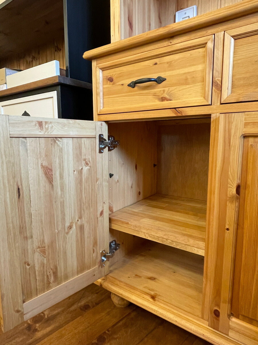 アウトレット クラシック カップボード W1200  北欧 無垢 木製 収納 キッチンボード 台所 食器棚 レンジ台 キッチン収納 収納棚 棚 扉付き収納 おしゃれ 家具 アメリカン ナチュラル カン - 7