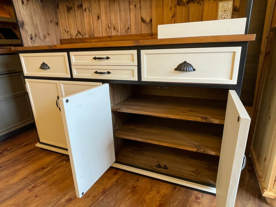 アウトレット ニューヨークスタイル カップボード W1500 北欧 無垢 木製 収納 キャビネット 台所 食器棚 レンジ台 キッチン収納 収納棚 棚 おしゃれ 家具 アメリカン エレガンス ナチュラル - 7