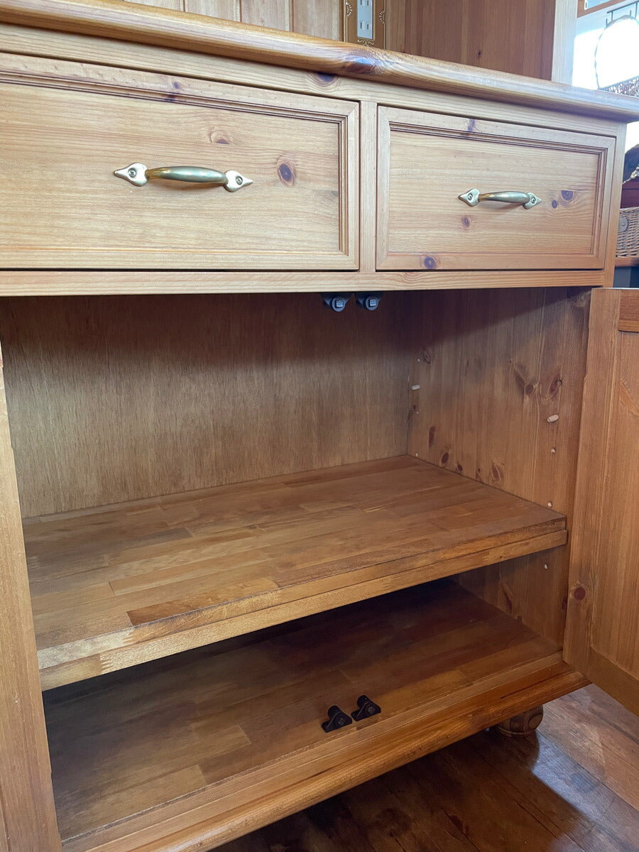 アウトレット ２ガラスドア クラシック カップボード W800  北欧 無垢 木製 収納 キッチン 食器棚 キッチン収納 収納棚 レンジ台 コンセント ホワイト おしゃれ 家具 インテリア カントリー - 6