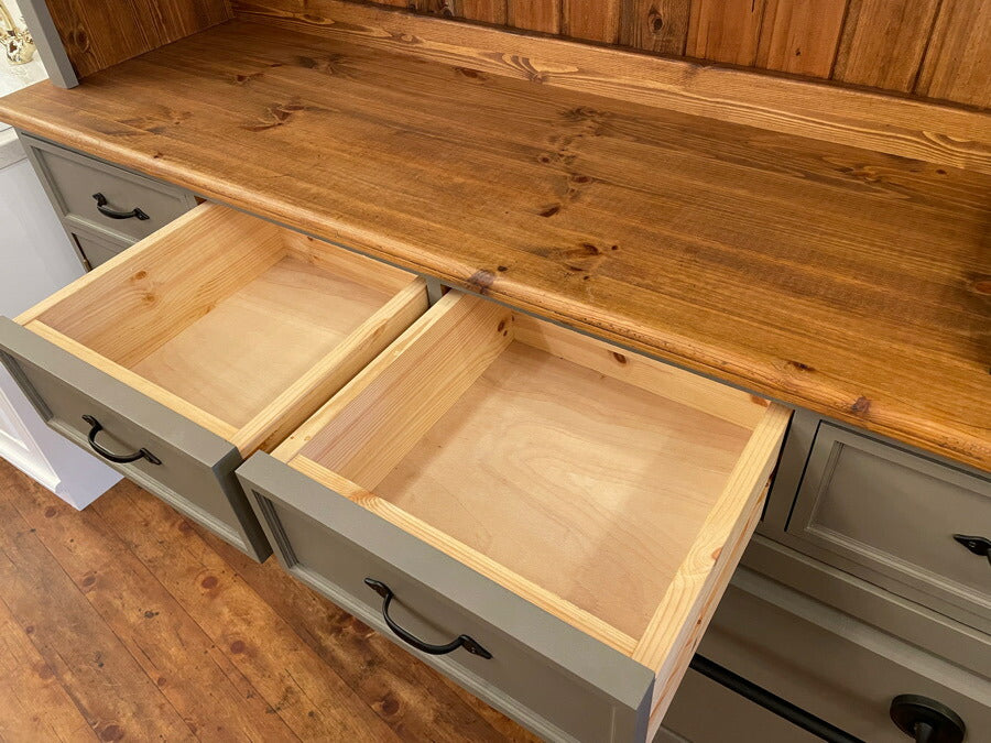 ４ガラスドア クラシック カップボード W1570 北欧 無垢 木製 パイン材 収納 キッチン 食器棚 キッチン収納 収納棚 レンジ台 ホワイト おしゃれ 家具 インテリア カントリー ナチュラル ア - 5