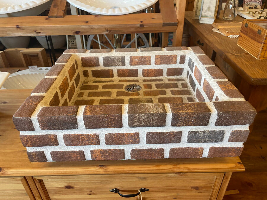 アウトレット ガーデンパン ブリック 洗面 ボウル 北欧 完成品 おしゃれ レトロ カントリー 西海岸風 インテリア アメリカンカントリー アンティーク - 2